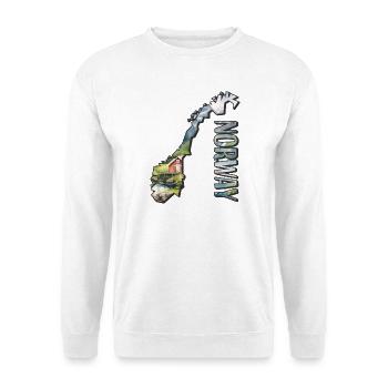 Carte à l’aquarelle Norvège - Sweat-shirt Unisexe - blanc - Devant