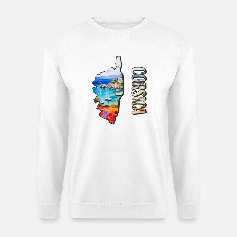 Aquarell Landkarte Korsika - Unisex Pullover - Weiß