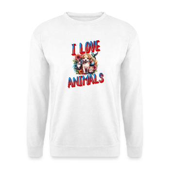 Ich liebe Tier-schönes Tier Design - Unisex Pullover - Weiß - Vorne