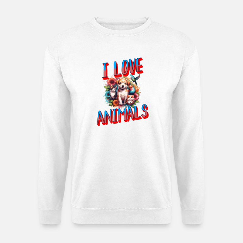 Ich liebe Tier-schönes Tier Design - Unisex Pullover - Weiß
