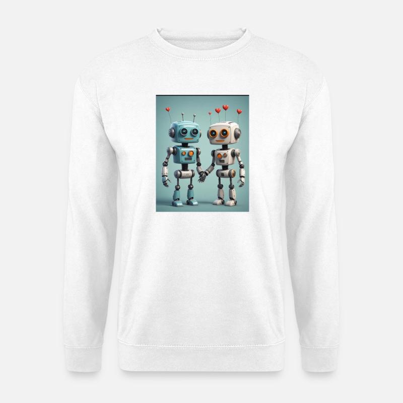 Roboter Pärchen - Unisex Pullover - Weiß
