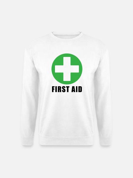 First Aid Medical Cross Safety Sign Vector Icon - Unisex Sweatshirt - white