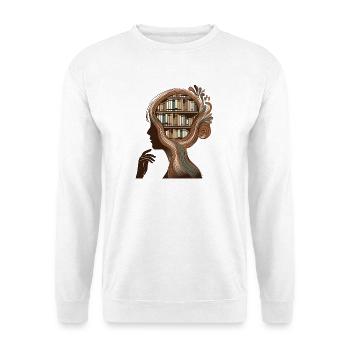 Bücher Kopf Illustration Denken Wissen - Unisex Pullover - Weiß - Vorne