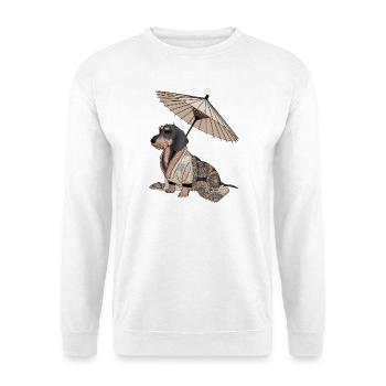 Rauhaardackel Dackel Japanischer Stile. Dackel - Unisex Pullover - Weiß - Vorne
