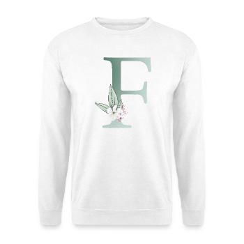 F Monogramm, Floral, personalisierbar - Unisex Pullover - Weiß - Vorne