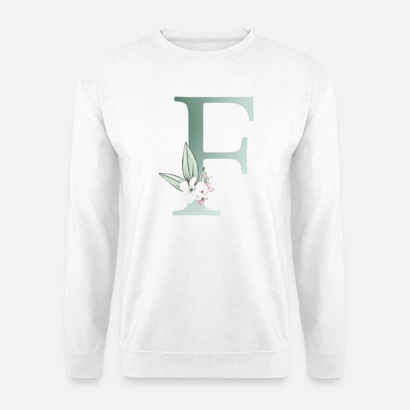 F Monogram, Floral, Customizable - Unisex Sweatshirt - white