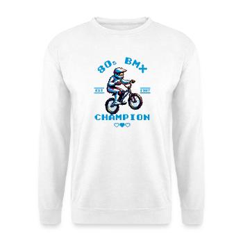 80s BMX Retro Pixel Art Shir - Unisex Sweatshirt - white - Front