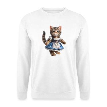 Mignon petit chat en dirndl - Sweat-shirt Unisexe - blanc - Devant