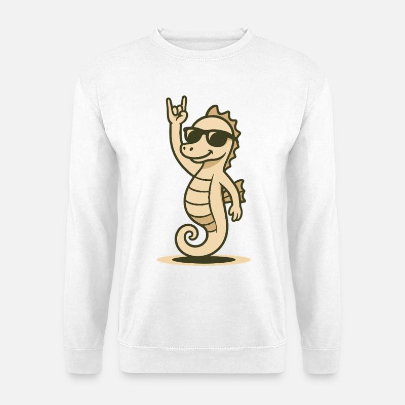 Cooles Seepferdchenbaby mit Sonnenbrille - Unisex Pullover - Weiß