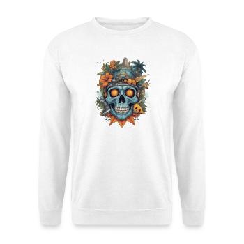 Futuristischer Totenkopf mit Naturmotiven - Unisex Pullover - Weiß - Vorne