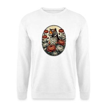 Tiger and Peonies Vintage Illustration - Unisex Sweatshirt - white - Front