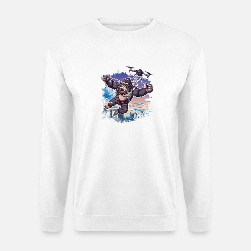 Gorilla Drohne Kinder lustig - Unisex Pullover - Weiß