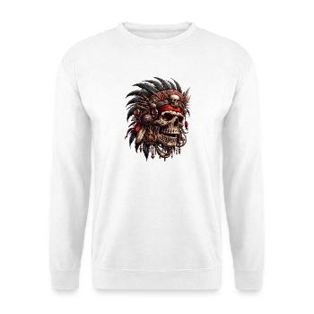 Mystischer Skull Krieger Tribal Design - Unisex Pullover - Weiß - Vorne