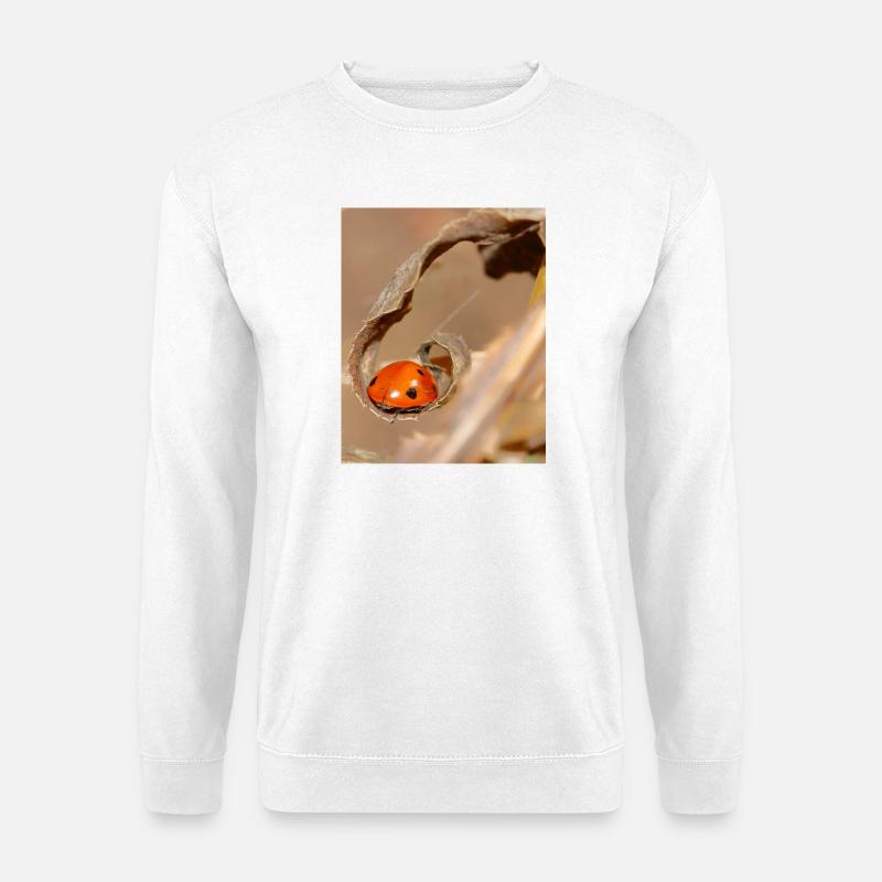 Ladybug on dried leaf - Unisex Sweatshirt - white