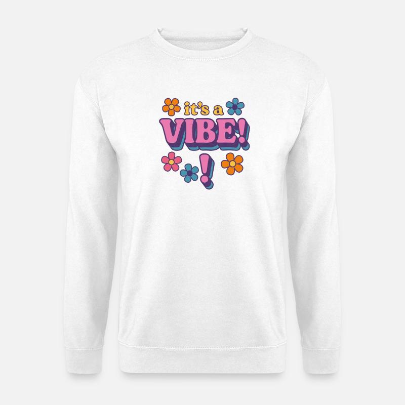 VIBE Retro Blumen - Unisex Pullover - Weiß