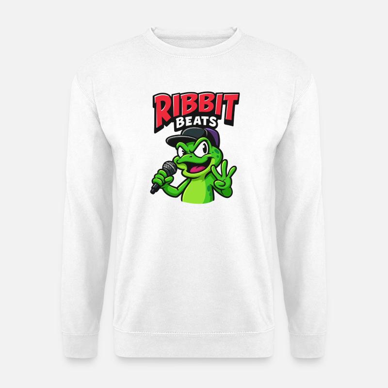 Funny frog with rap microphone - Unisex Sweatshirt - white