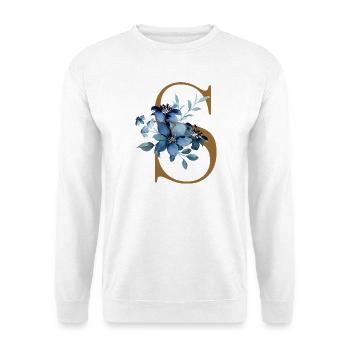 Motif floral bleu sur la lettre S - Sweat-shirt Unisexe - blanc - Devant