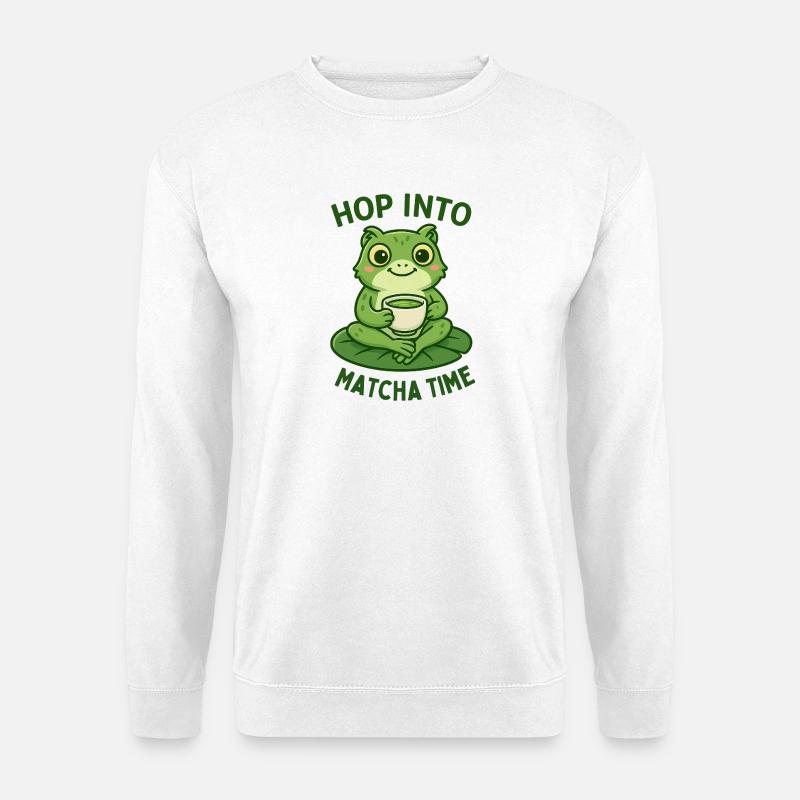 Matcha Frosch Teezeit Motiv Frühstück  - Unisex Pullover - Weiß