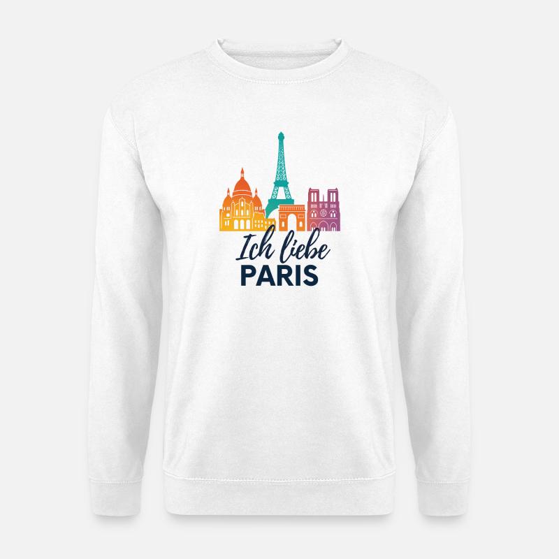 Ich liebe Paris – bunte Skyline - Unisex Pullover - Weiß