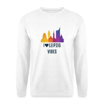 Leipzig Vibes Skyline Farbverlauf Stadt City  - Unisex Pullover - Weiß - Vorne