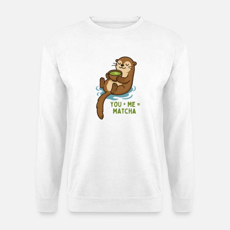 Otter with matcha cuddle time - Unisex Sweatshirt - white