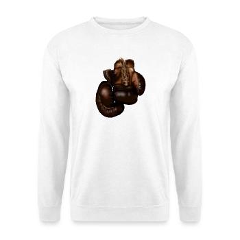 Dunkle Boxhandschuhe Lederdetail - Unisex Pullover - Weiß - Vorne