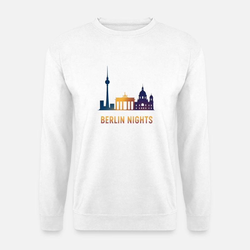Berlin Nights Skyline - Unisex Pullover - Weiß