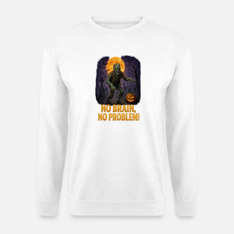 Moonlit Zombie Graveyard with Pumpkin Glow - Unisex Sweatshirt - white