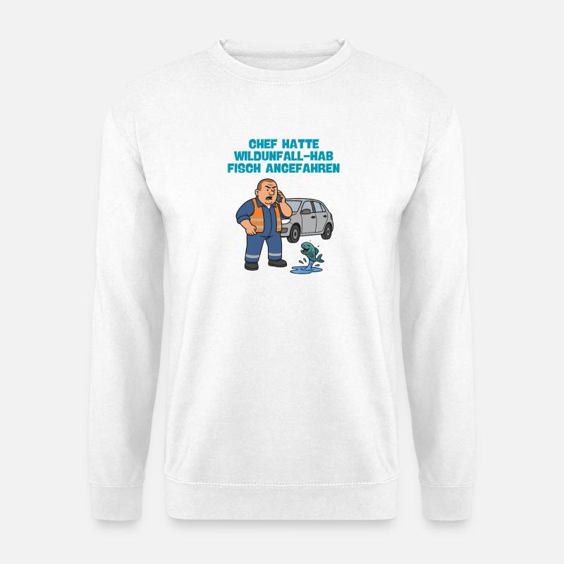 Wildunfall mit Fisch - Unisex Pullover - Weiß