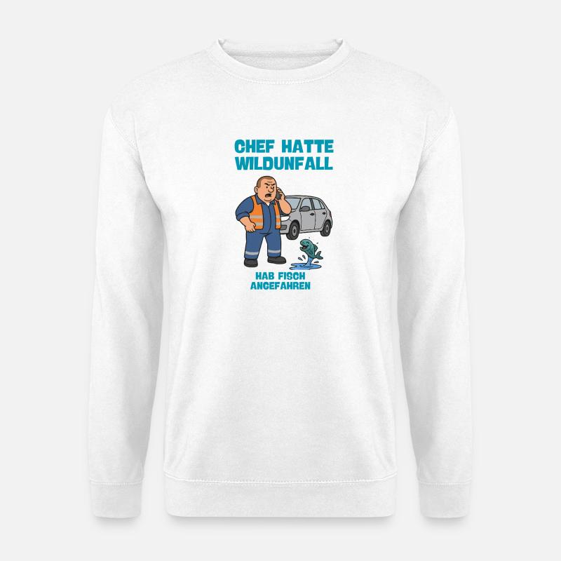 Chef Wildunfall mit Fisch  - Unisex Pullover - Weiß