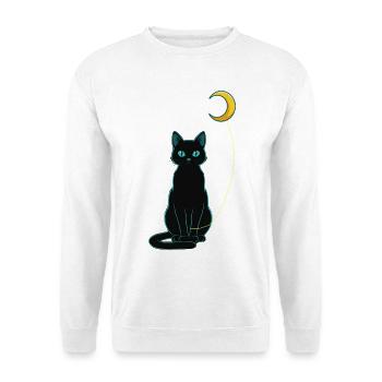 Nuit du chat noir avec ballon lunaire - Sweat-shirt Unisexe - blanc - Devant