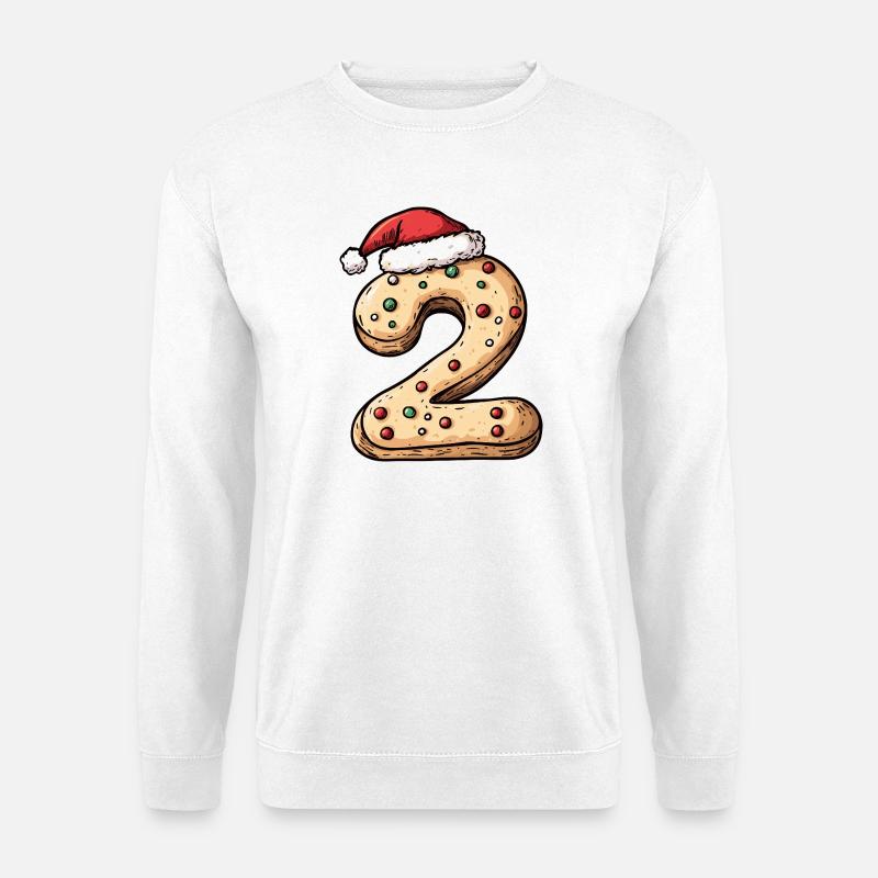2 Zahl Keks Weihnachten - Unisex Pullover - Weiß