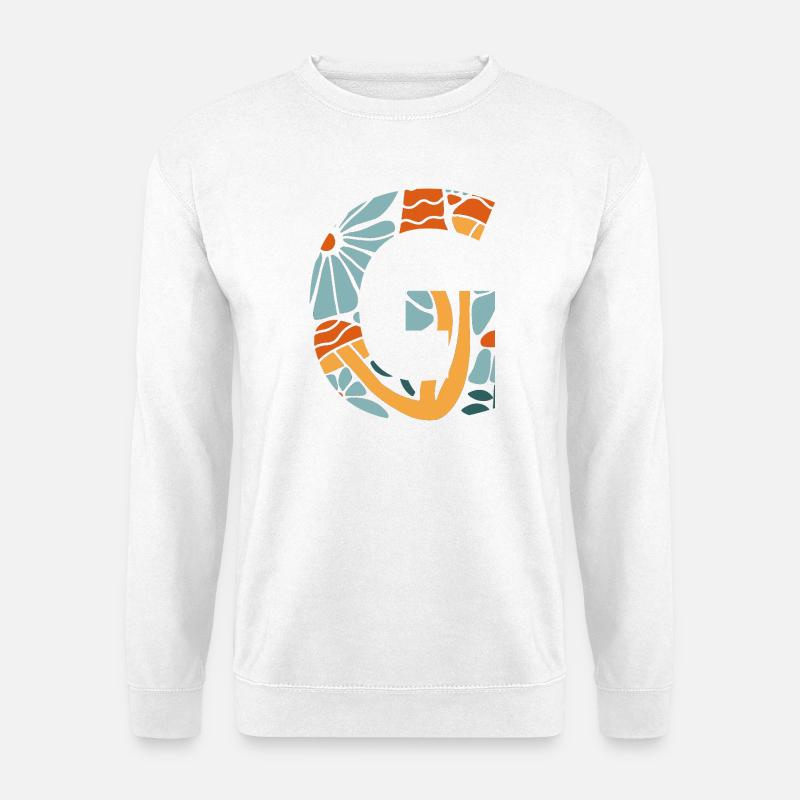 Buchstabe g Blumen groovy Geschenkidee - Unisex Pullover - Weiß