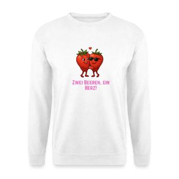 Zwei Beeren ein Herz - Erdbeeren Paar - Unisex Pullover - Weiß - Vorne
