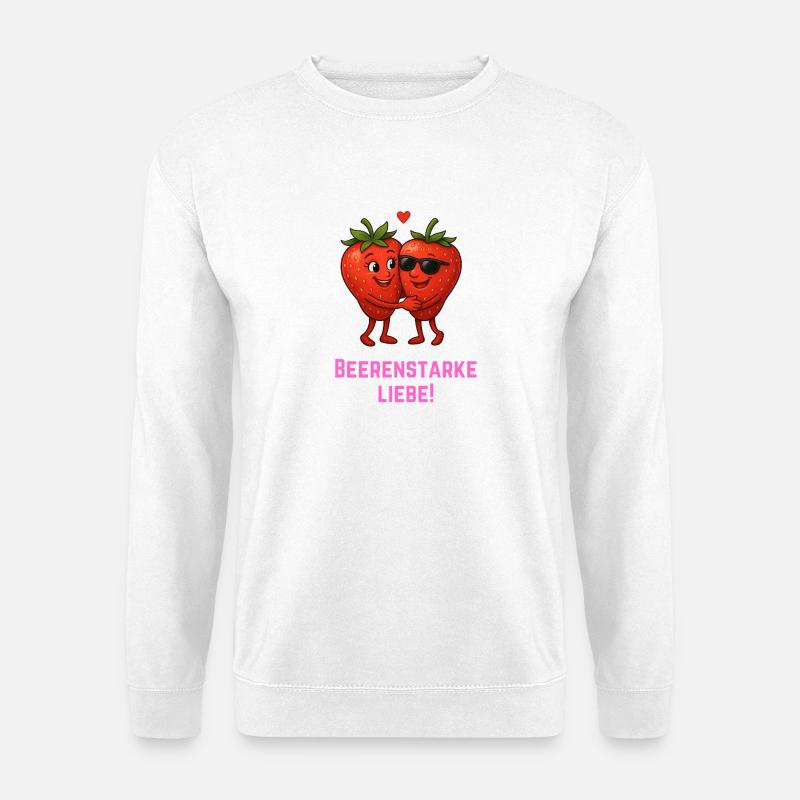 Beerenstarke Liebe - Erdbeer Duo - Unisex Pullover - Weiß