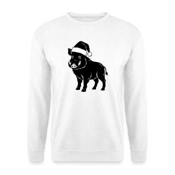 Christmas Wild Boar Vector - Unisex Sweatshirt - white - Front