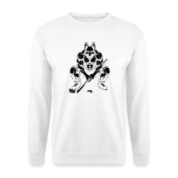 Muskulöser Schäferhund Eishockeyspieler Silhouette - Unisex Pullover - Weiß - Vorne