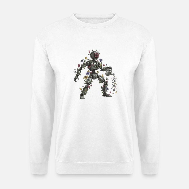 Blühender Roboter Florenkunst - Unisex Pullover - Weiß