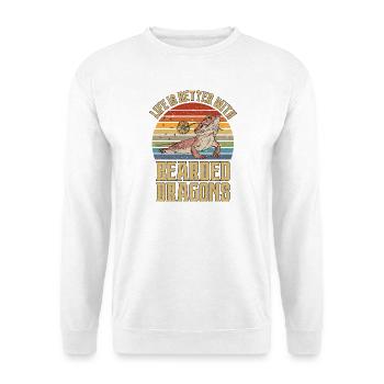 La vie est meilleure avec Bearded Dragons Retro Vintage - Sweat-shirt Unisexe - blanc - Devant