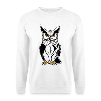 Nacht-Eule Silhouette mit Goldaugen - Unisex Pullover - Weiß - Vorne