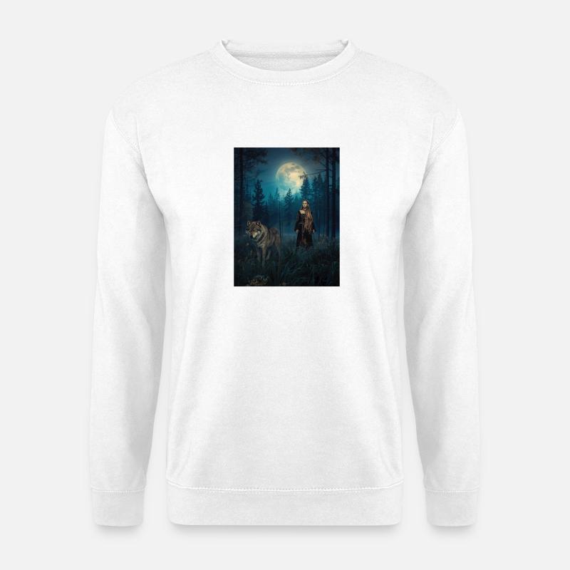 Mondlicht Waldwächterin - Unisex Pullover - Weiß