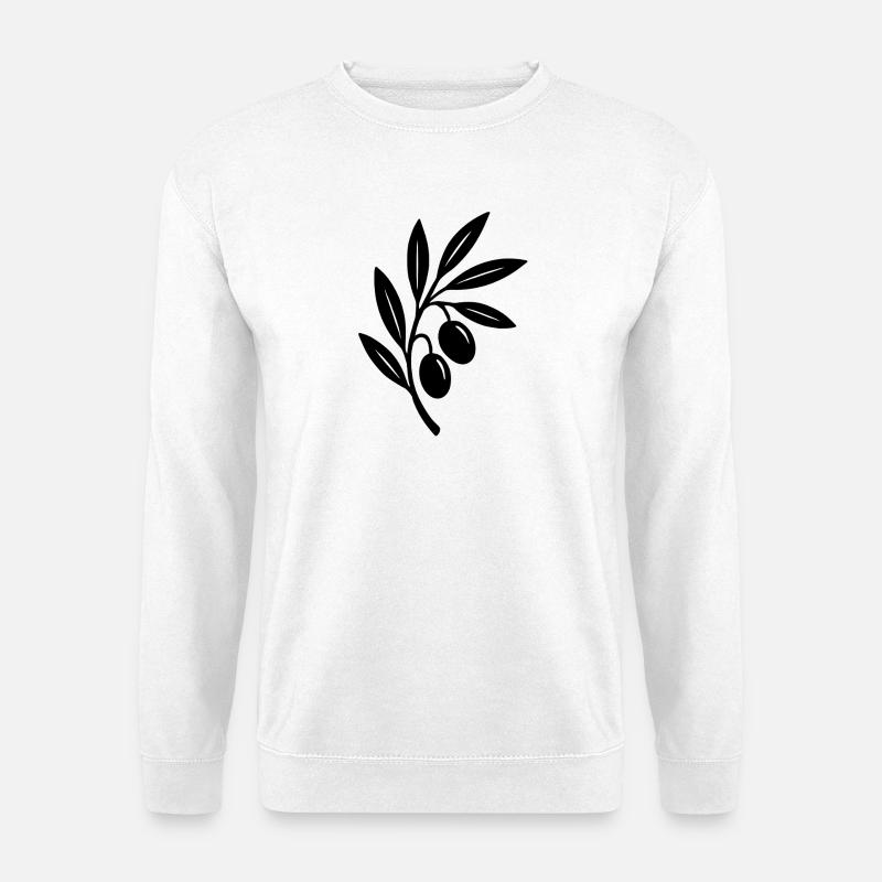 Olivenzweig Silhouette - Unisex Pullover - Weiß