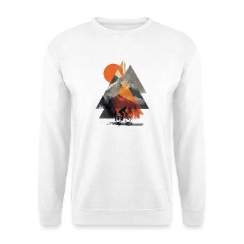 Mountain Geometry Cycling – Modern Adventure Art - Unisex Pullover - Weiß - Vorne
