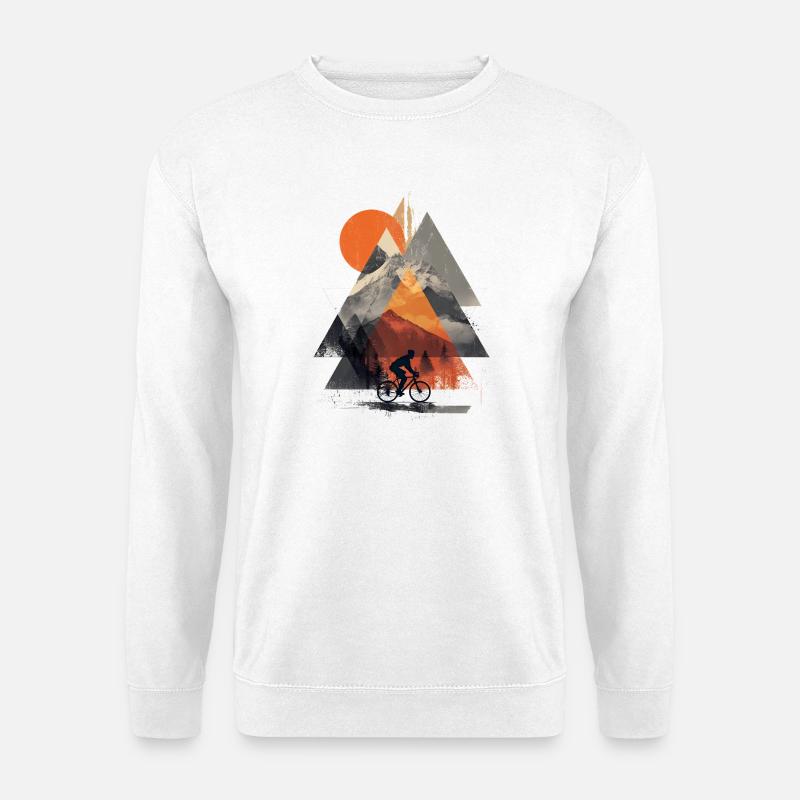 Mountain Geometry Cycling – Modern Adventure Art - Unisex Pullover - Weiß