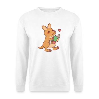 Des lectures mignonnes de kangourou avec des livres dans la pochette drôles - Sweat-shirt Unisexe - blanc - Devant