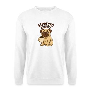 Espresso Yourself Pug Illustration - Unisex Pullover - Weiß - Vorne
