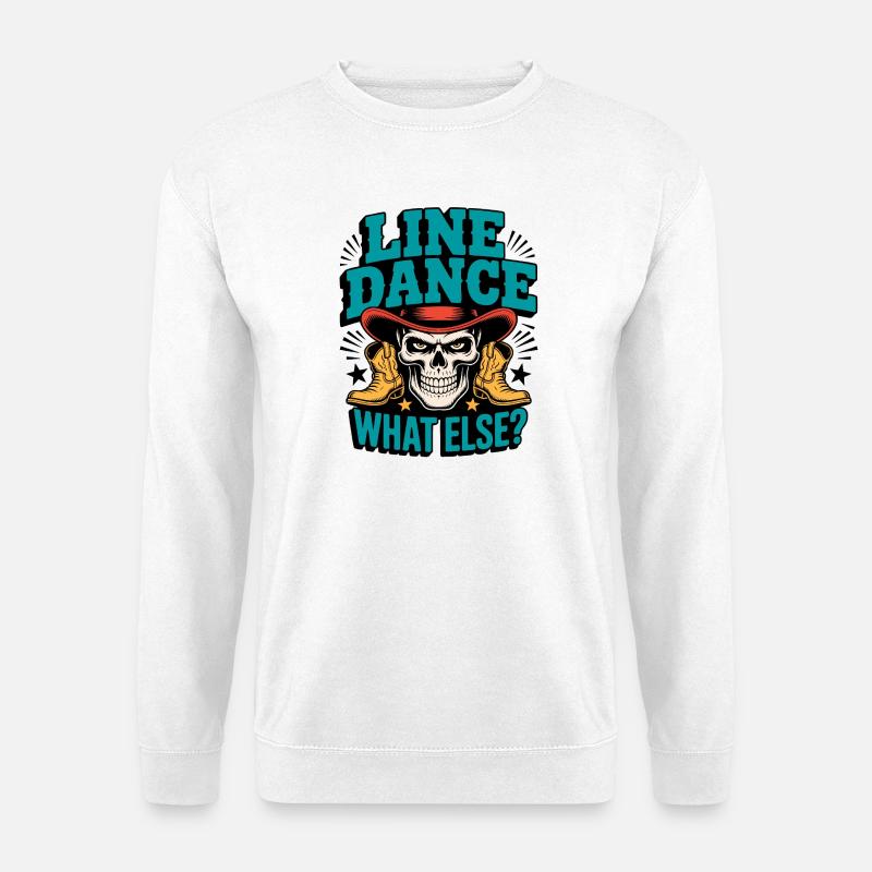 Line Dance Schädel mit Stiefeln - Unisex Pullover - Weiß