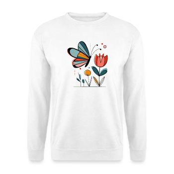 Papillon à motif printanier avec des fleurs - Sweat-shirt Unisexe - blanc - Devant