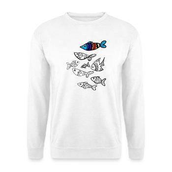 Colorful fish over fish - Unisex Sweatshirt - white - Front