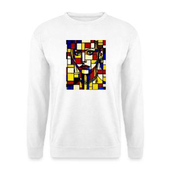 Mosaik mit Buntglasporträt - Unisex Pullover - Weiß - Vorne